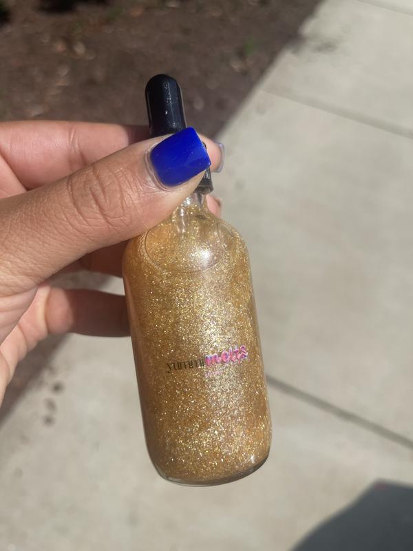 Gold Drip Shimmer Dry Body Oil Moisturizes and Hydrates with Sweet Cotton Candy Fragrance