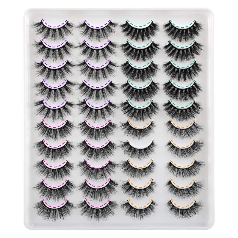 20 Pairs Mink Eyelashes - 4 Styles Fluffy Pack for Volume and Eye Look - Cosmetic, Makeup