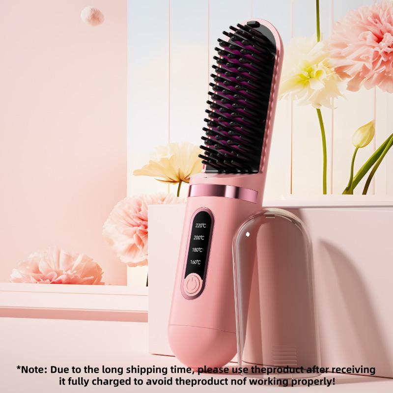 Portable Wireless Mini Hair Straightener, Rechargeable Negative Ion Hair Straightening Comb, Hair Styling Tool for Home & Travel