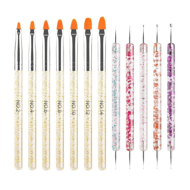 Nail Art Brush Set, 1 Set Double-ended  Nail Art Dotting Pen, Nail Art Tool for Women & Girls, Professional Manicure Tool for Home & Salon Use
