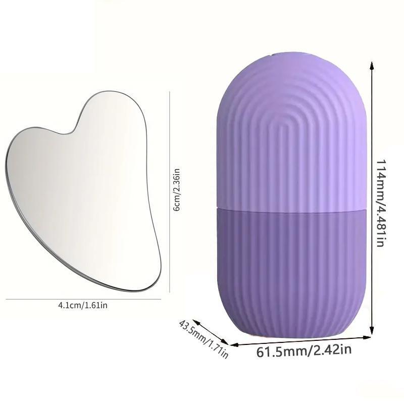 Ice Roller & Scraping Mold, 2 Counts set Multi-purpose Facial Beauty Ice Roller, Facial Massager, Skin Care Tool for Women