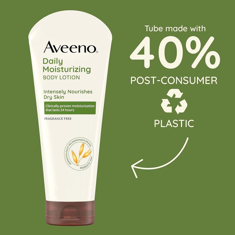 Aveeno Daily Moisturizing Body Lotion, Gentle Lotion Nourishes Dry Skin with Moisture, Soothing Prebiotic Oat, Fragrance-Free, Non-Comedogenic, Travel-Size, Pack of Three, 3 X 2.5 Fl. Oz Kenvue