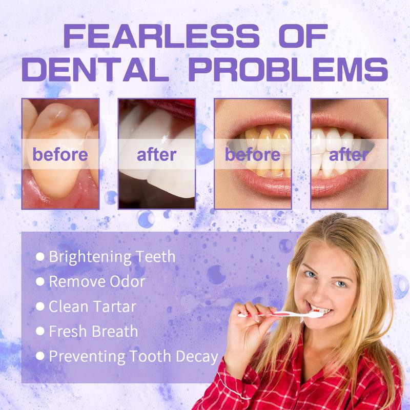 Purple Toothpaste, Deep Cleaning Toothpaste, Oral Care Toothpaste for Freshing Breath,Dental Care Products for Adults Gentle Mint Whitening Daily Radiant Soothing Cleansing Purple Deep