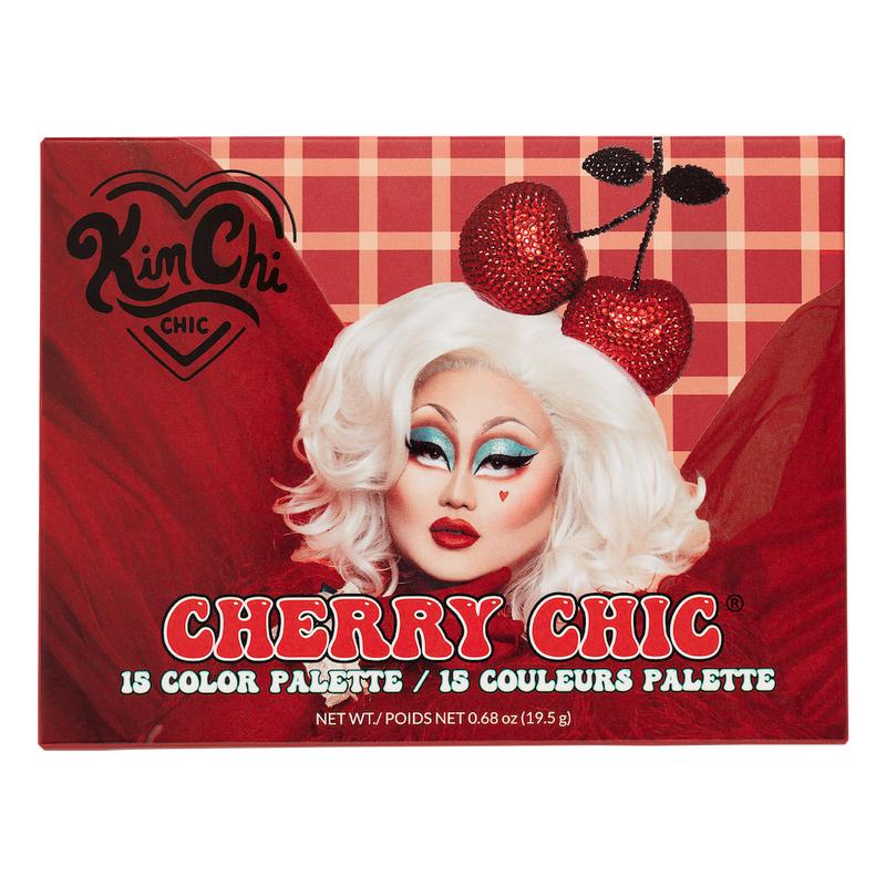 KimChi Chic Cherry Chic Compact Eyeshadow Palette - Vibrant Red, Green, and Yellow Makeup Colors with Nourishing Vitamin E