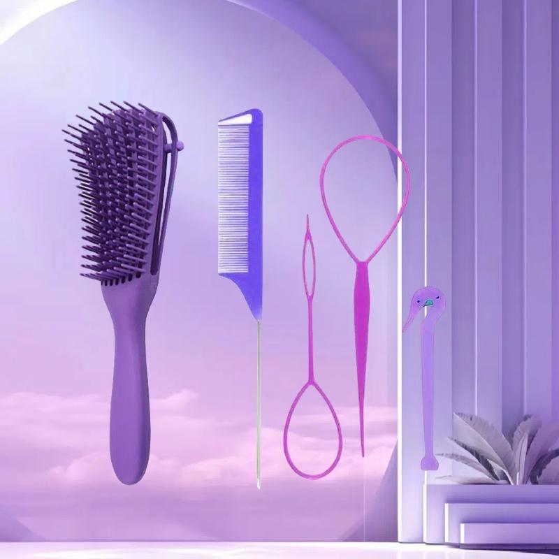 Hair Styling Tool Set, 5 Counts Hair Styling Comb & Hair Braiding Tool Set, Hair Styling Accessories For Women & Girls