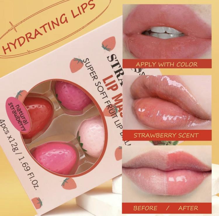 Strawberry Lip Mask, Moisturizing &Nourishing Lip Mask, Hydrating LipCare Product for Women & Girls