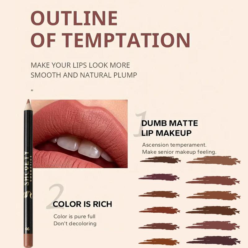 Matte Lip Liner Set, 12pcs set Long Lasting Lip Liner Pencil, Easy Coloring Lipstick Pen for All Occasions Lip Makeup, Girls and Women Makeup Accessories